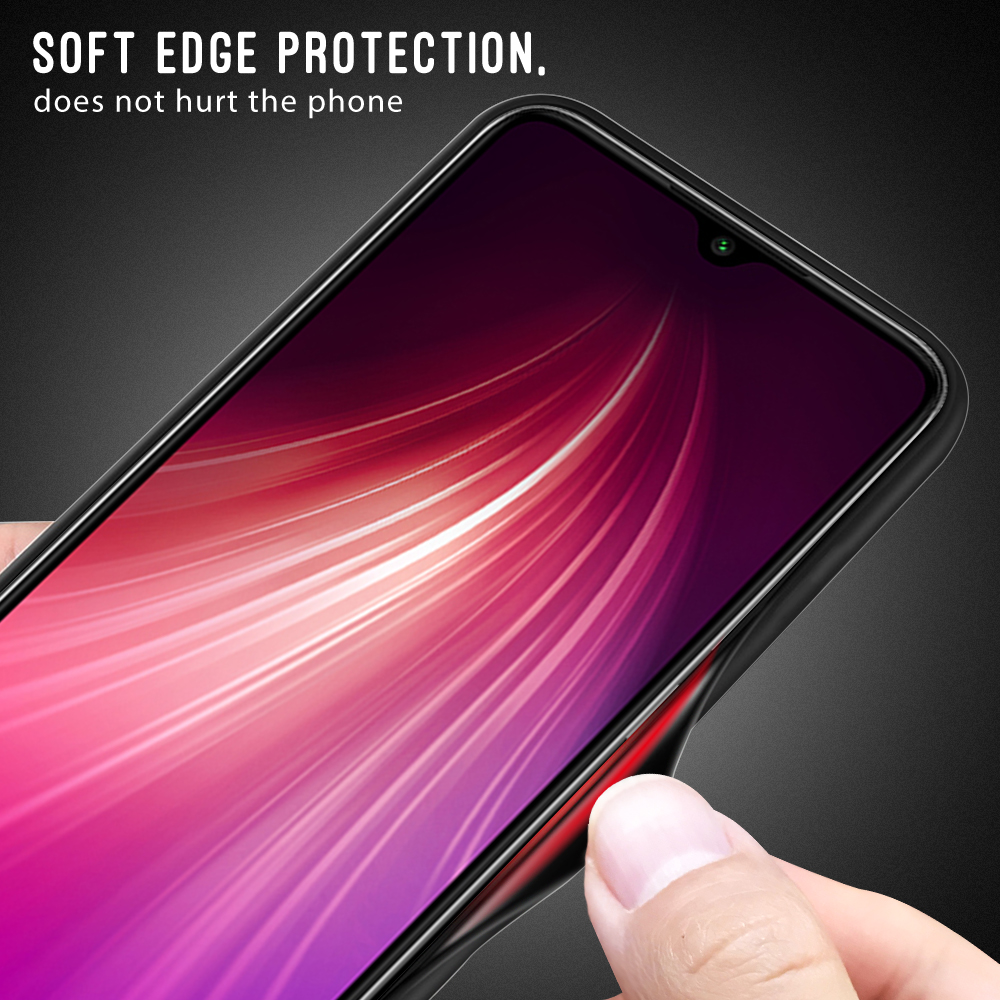 Gradient de Texture PC PC Temped Verre Arrière + TPU Soft TPU Edge Téléphone Pour Xiaomi Redmi Note 8 Pro - Bébé Bleu