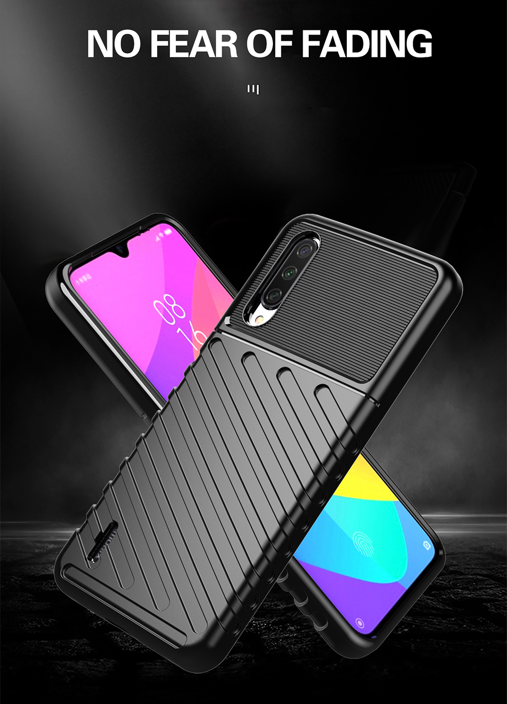 Serie Thunder Twill Texture Soft TPU Back Shell Per Xiaomi Mi Cc9e/mi A3 - Nero