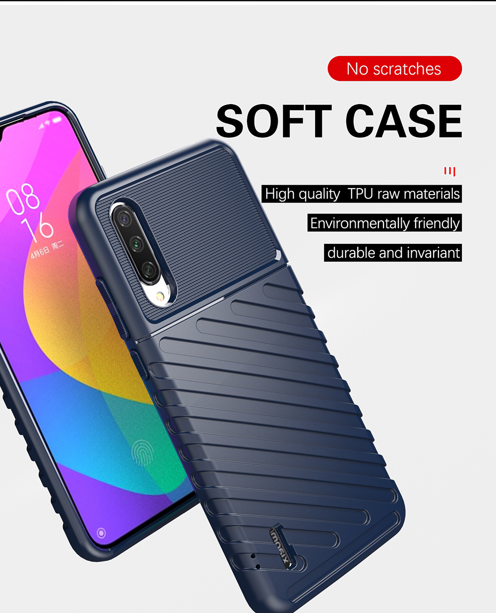 Texture de la Série Thunder Texture Soft TPU Back Shell Pour Xiaomi Mi Cc9e / mi A3 - le Noir