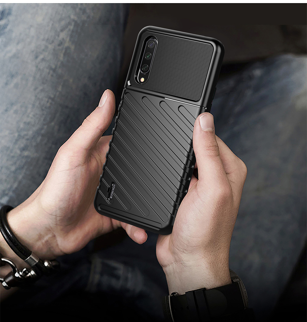 Serie Thunder Texture Textura Soft Tpu Back Shell Para Xiaomi Mi Cc9e/mi A3 - Negro