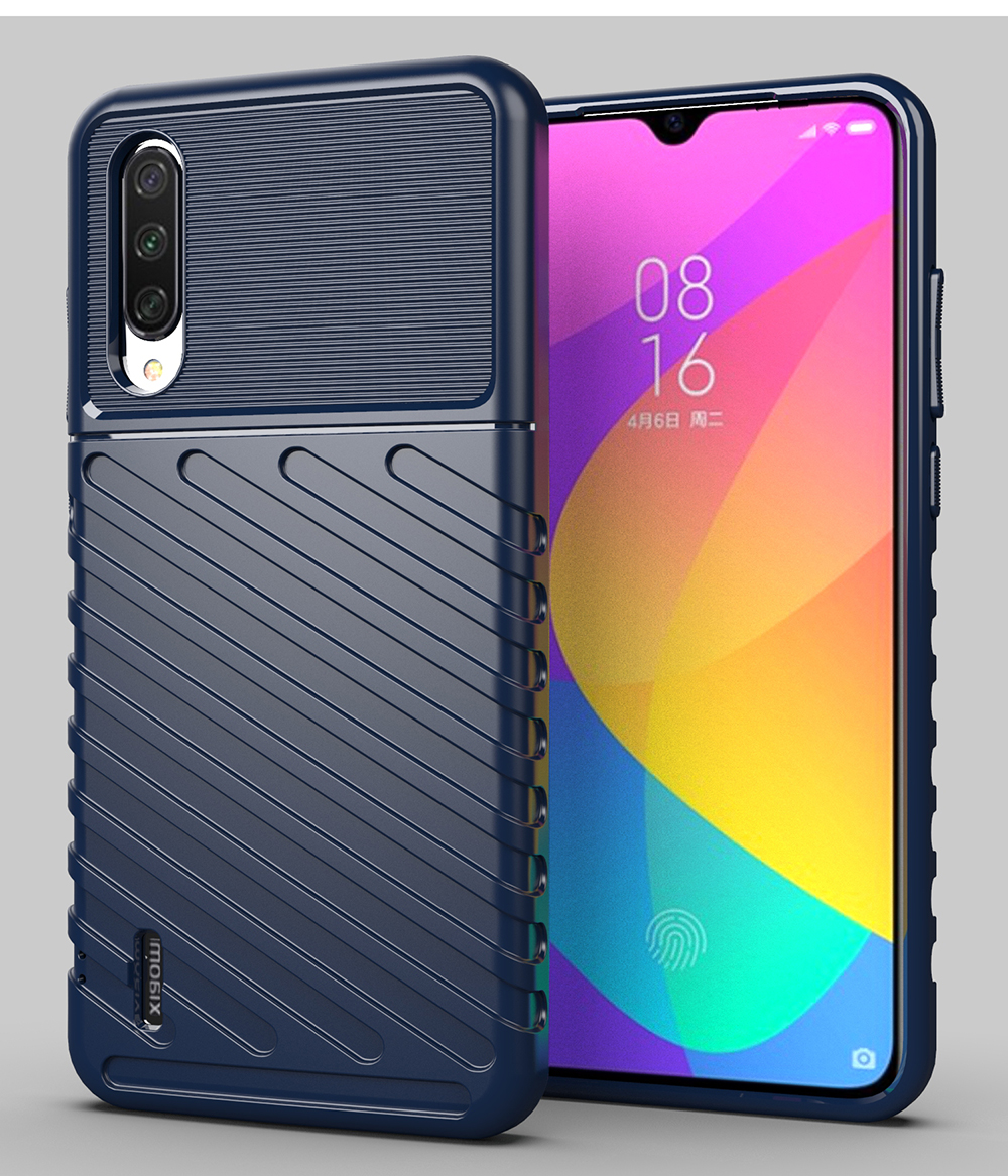 Serie Thunder Texture Textura Soft Tpu Back Shell Para Xiaomi Mi Cc9e/mi A3 - Negro