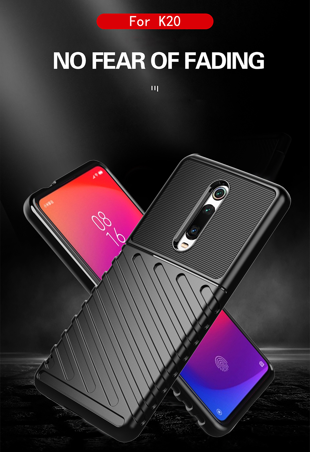 Texture Textre Timille Textre Soft TPU Couverture Pour Xiaomi Redmi K20 / mi 9T / K20 Pro / mi 9t Pro - le Noir