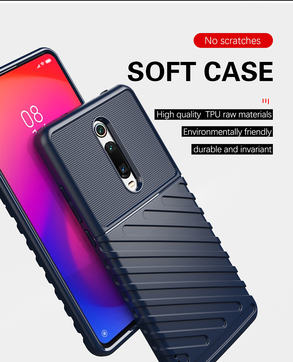 Texture Textre Timille Textre Soft TPU Couverture Pour Xiaomi Redmi K20 / mi 9T / K20 Pro / mi 9t Pro - le Noir