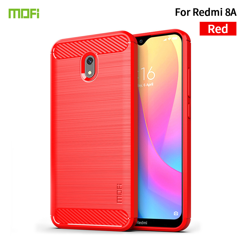 Textura de Fibra de Carbono Mofi Capa Traseira de TPU Para Xiaomi Redmi 8a - Cinza