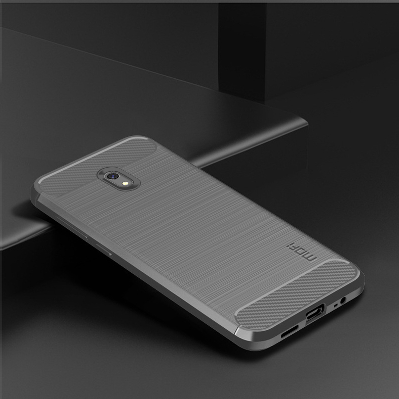 Mofi Fiber de Carbono Textura Cepillada TPU Back Case Para Xiaomi Redmi 8a - Gris