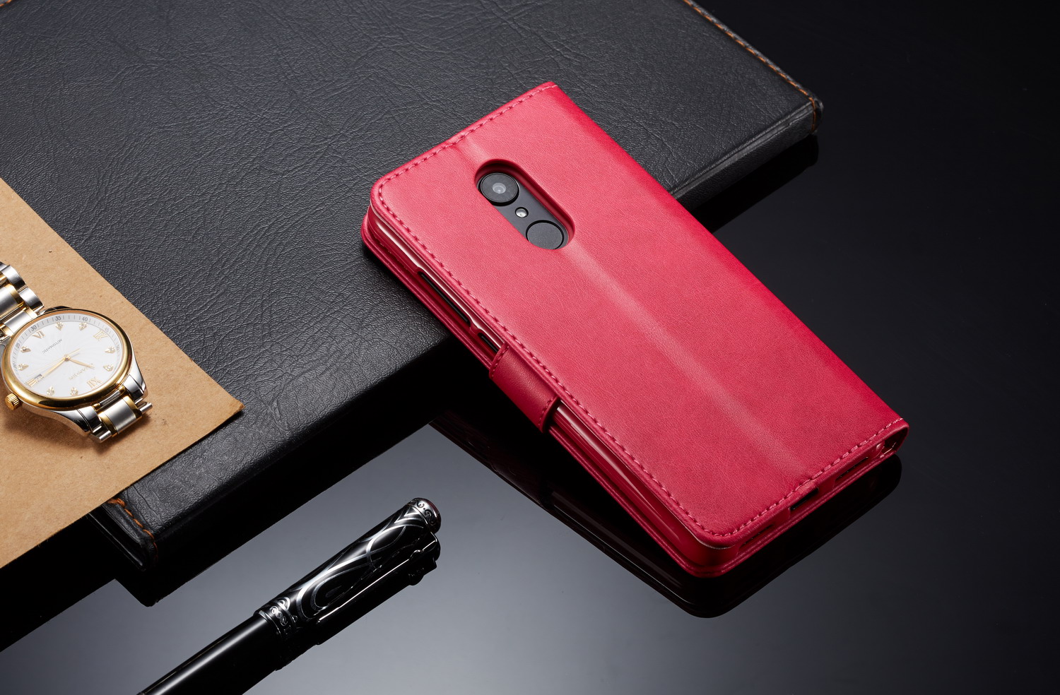 Lc. Cartera De Cuero Imeeke Para Xiaomi Redmi 8 - Café