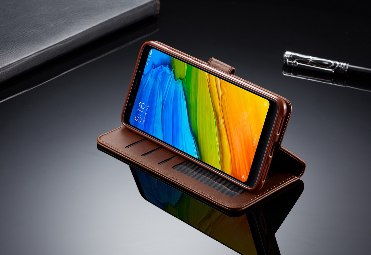 Lc. Étui Portefeuille En Cuir Impeeke Pour Xiaomi Redmi 8 - Café