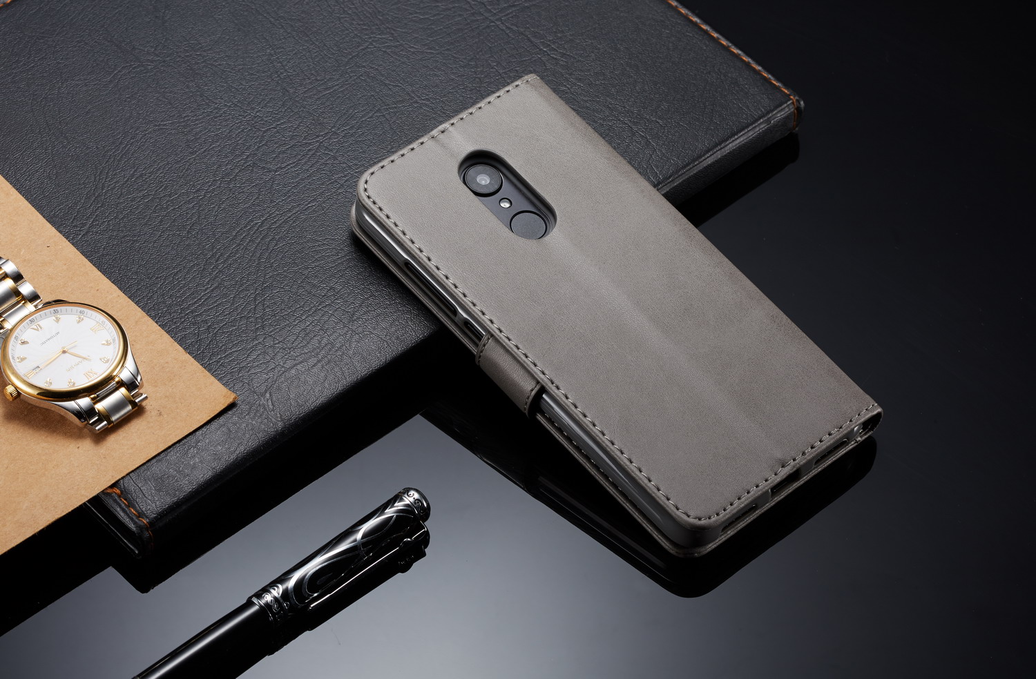 Lc. Cartera De Cuero Imeeke Para Xiaomi Redmi 8 - Café