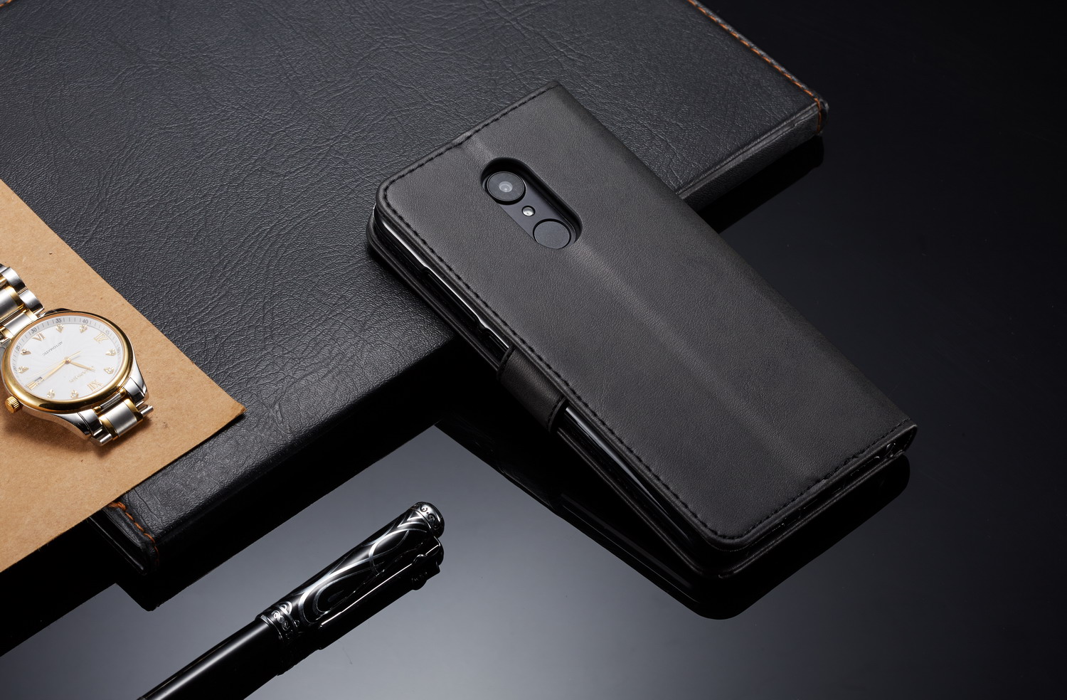 Lc. Cartera De Cuero Imeeke Para Xiaomi Redmi 8 - Café