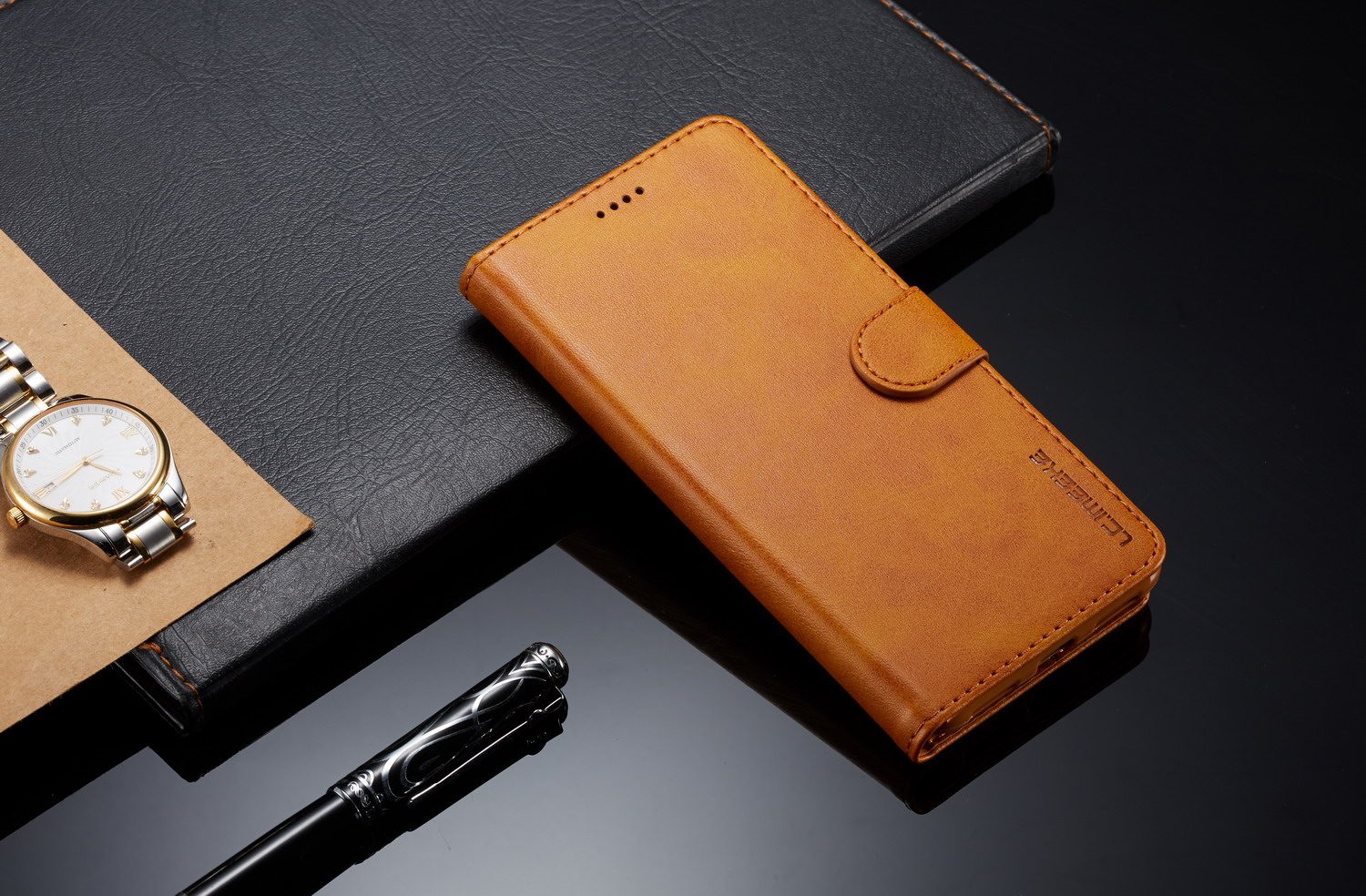 Lc. Cartera De Cuero Imeeke Para Xiaomi Redmi 8 - Café