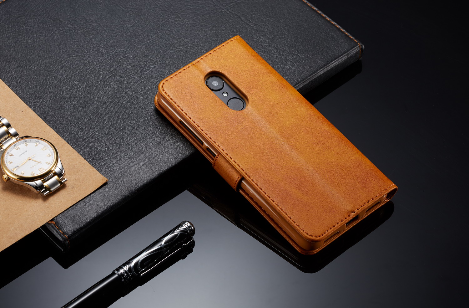 Lc. Cartera De Cuero Imeeke Para Xiaomi Redmi 8 - Café