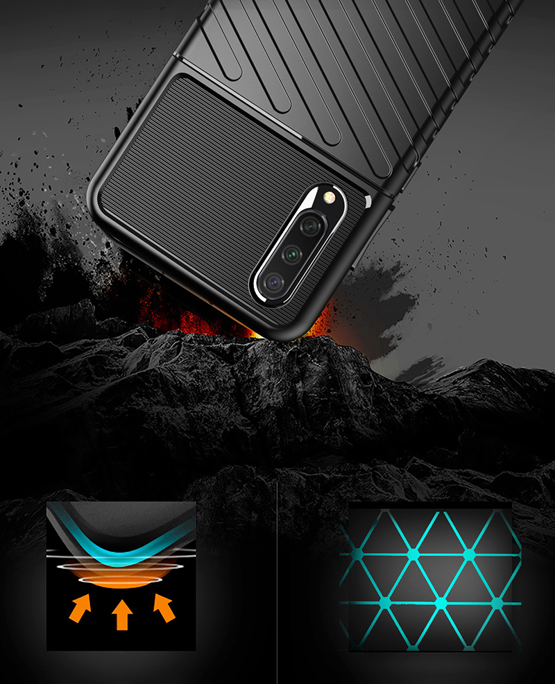 Thunder Series Diseño de Sarga Soft TPU Back Case Para Xiaomi Mi CC9 / mi CC9 Meitu Edition - Negro