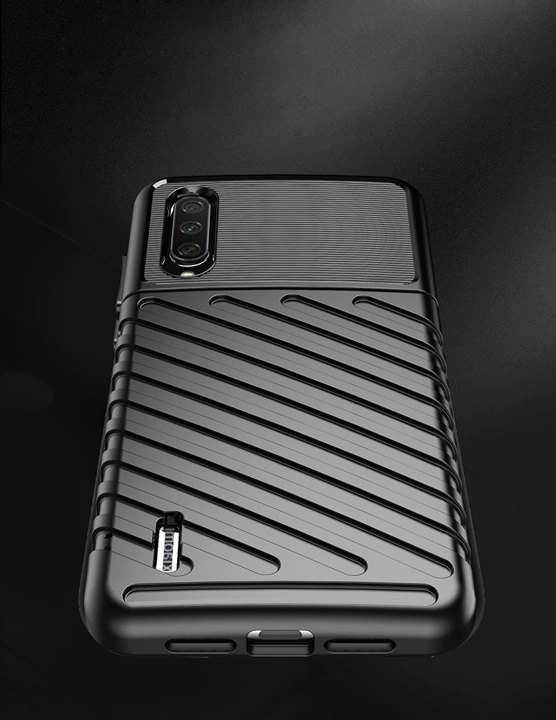 Cas de Dos de la Série de Twill de la Série Thunder Soft TPU Pour Xiaomi Mi CC9 / mi CC9 Meitu Edition - le Noir