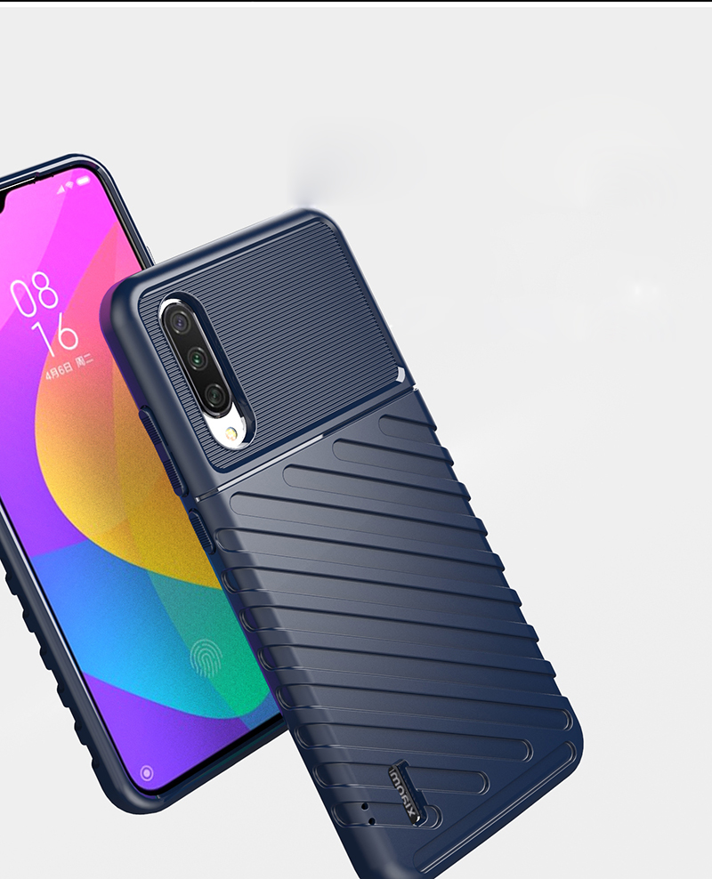 Cas de Dos de la Série de Twill de la Série Thunder Soft TPU Pour Xiaomi Mi CC9 / mi CC9 Meitu Edition - le Noir