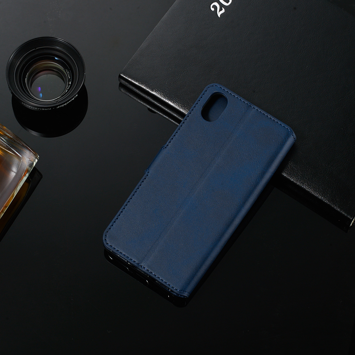 Portefeuille de Couleur Unie en Cuir Magnétique Avec Support Pour Xiaomi Redmi 7a - le Noir