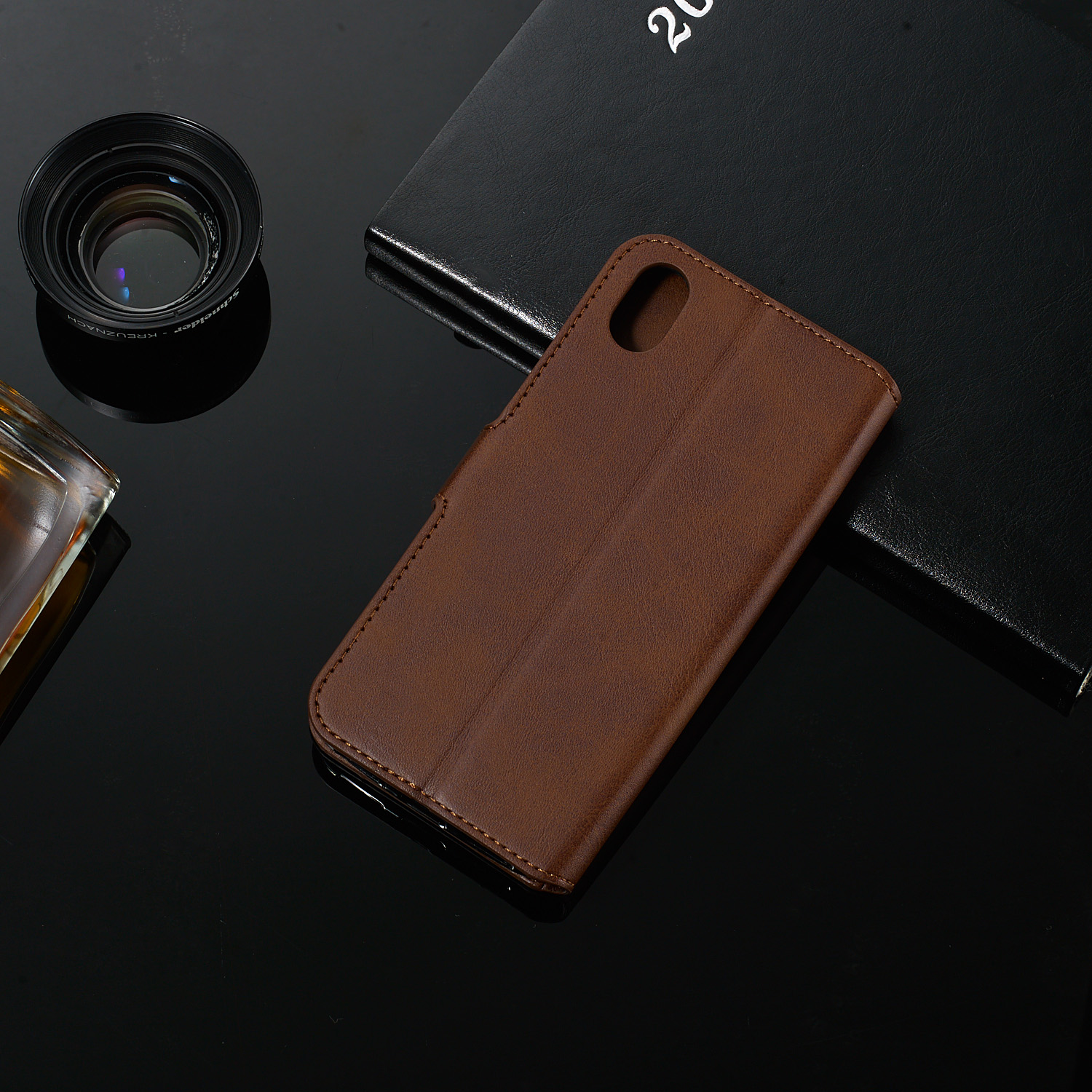 Portefeuille de Couleur Unie en Cuir Magnétique Avec Support Pour Xiaomi Redmi 7a - le Noir