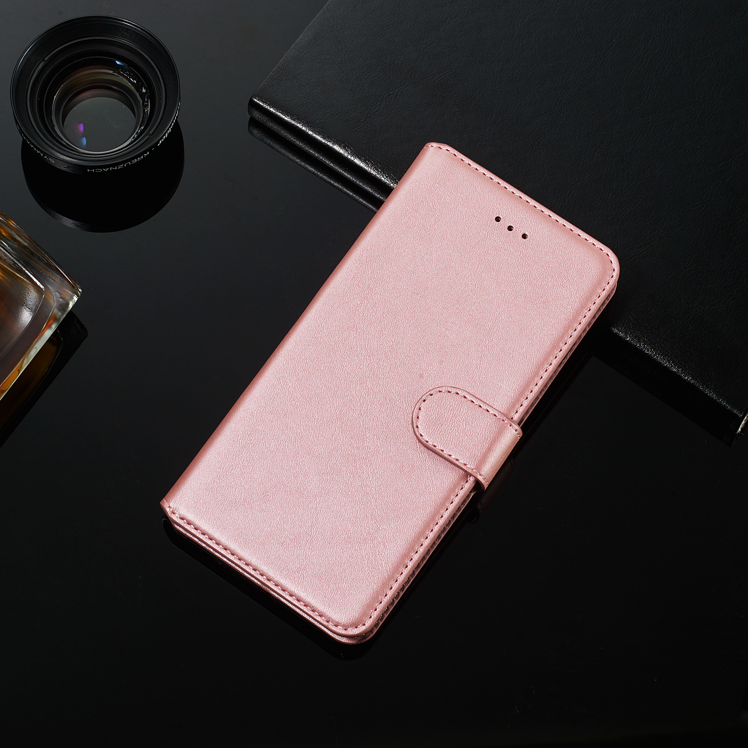 Portefeuille de Couleur Unie en Cuir Magnétique Avec Support Pour Xiaomi Redmi 7a - le Noir