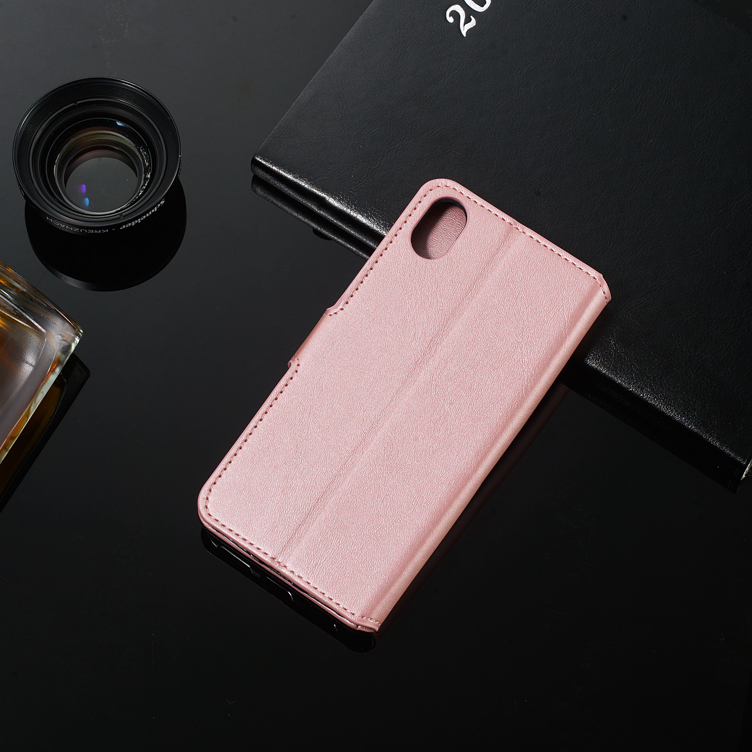 Portefeuille de Couleur Unie en Cuir Magnétique Avec Support Pour Xiaomi Redmi 7a - le Noir