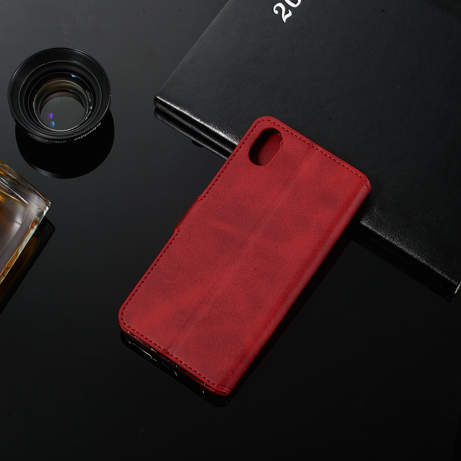 Portefeuille de Couleur Unie en Cuir Magnétique Avec Support Pour Xiaomi Redmi 7a - le Noir