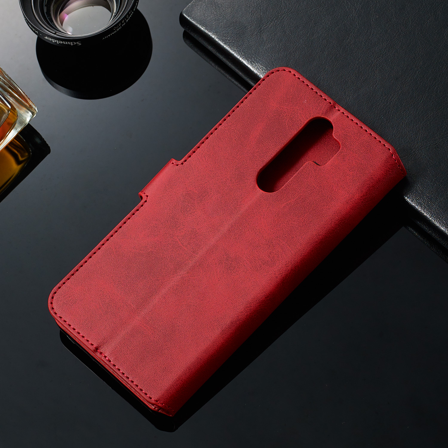 Pour Xiaomi Redmi Note 8 Pro Portefeuille de Couleur Unie en Cuir Magnétique - or Rose