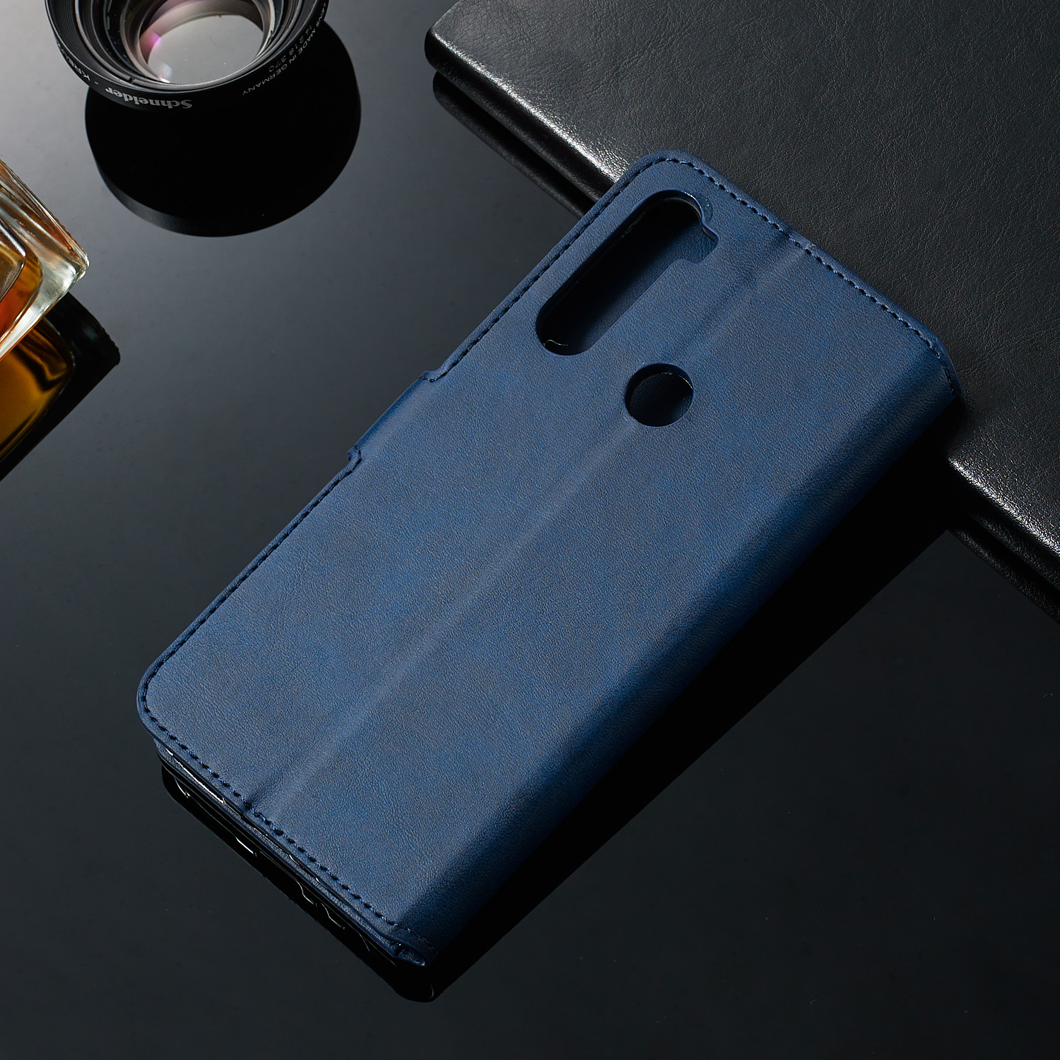 Étui en Cuir du Support de Portefeuille en Couleur Pour Xiaomi Redmi Note 8 - Bleu