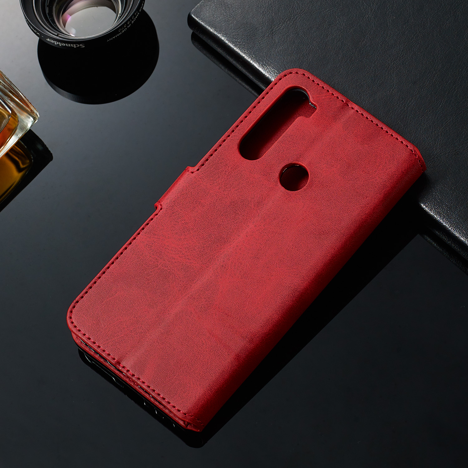 Case de Cuero de Stand de Billetera de Color Sólido Para Xiaomi Redmi Note 8 - Azul