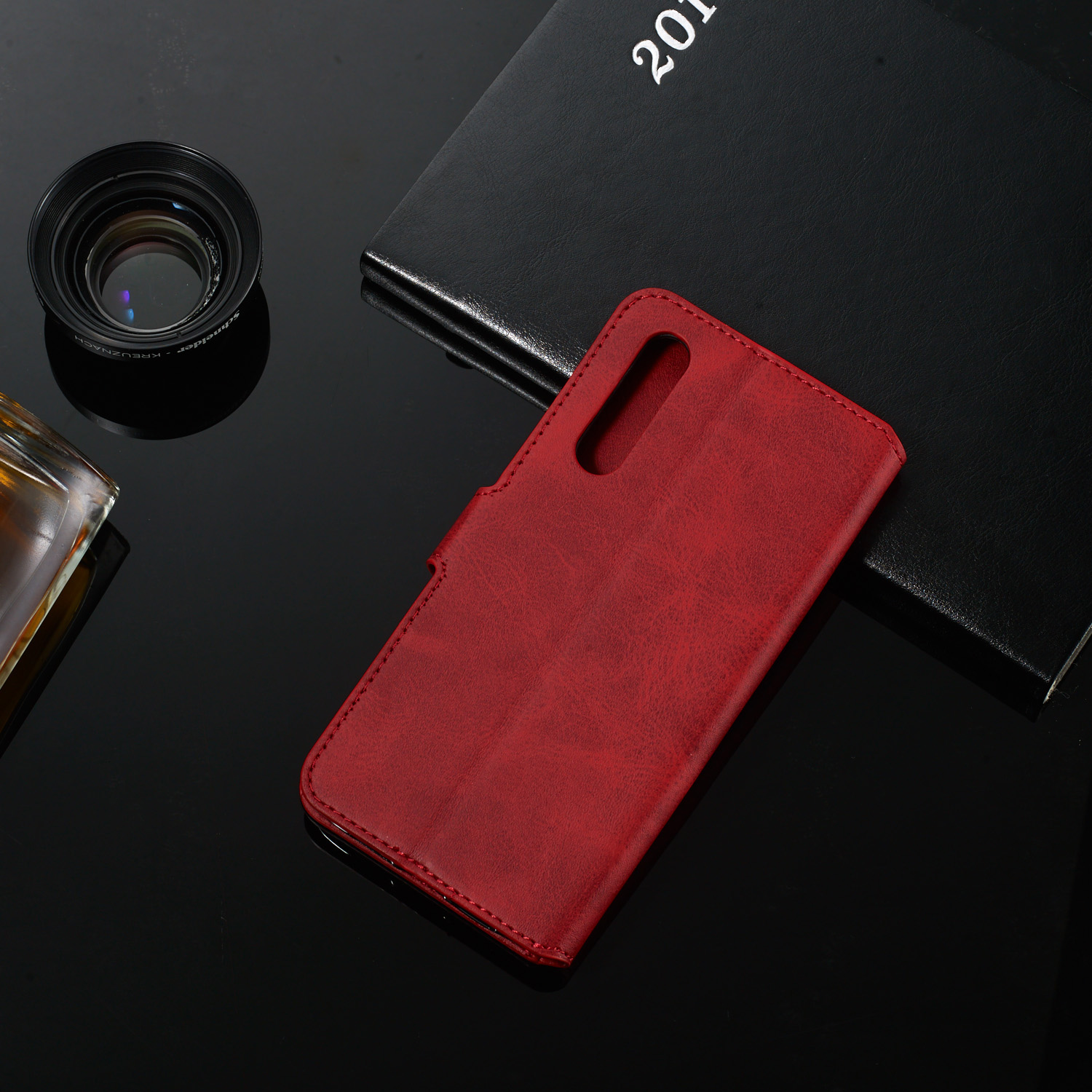 Carpillera Clásica De Cuero Carcasa De Teléfono Móvil Para Xiaomi MI CC9 / MI 9 LITE / A3 Lite / MI CC9 MEITU Edición - Rojo