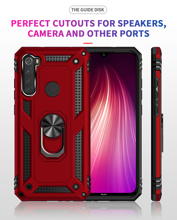 360 ° Rotation de Rotatif Kickstand Armor pc + Tpu Hybrid Case Pour Xiaomi Redmi Note 8 - Argent