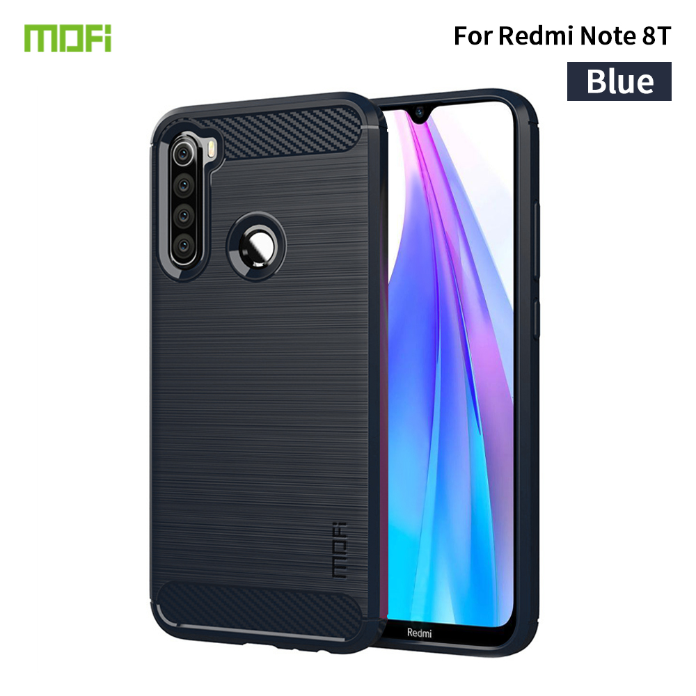 Tampa de TPU Escovada de Fibra de Carbono Mofi Para Xiaomi Redmi Note 8T - Preto