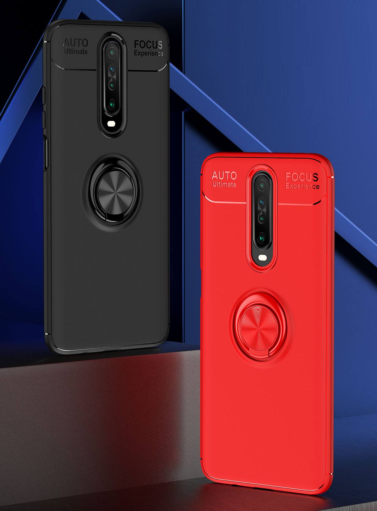 Anel de Dedo Kickstand Tpu Shell Para Xiaomi Poco X2 / Redmi K30 (folha de Metal Embutida) - Tudo Preto