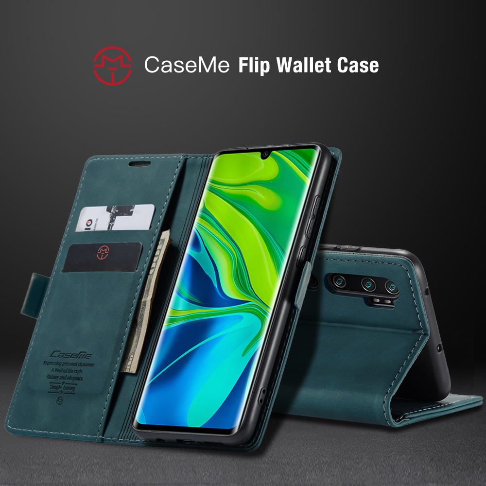 CASEME 013 Serio Auto-absorvido Caixa de Carteira de Couro Para Xiaomi Mi CC9 Pro/Mi Nota 10 Pro/Mi Nota 10 - Preto