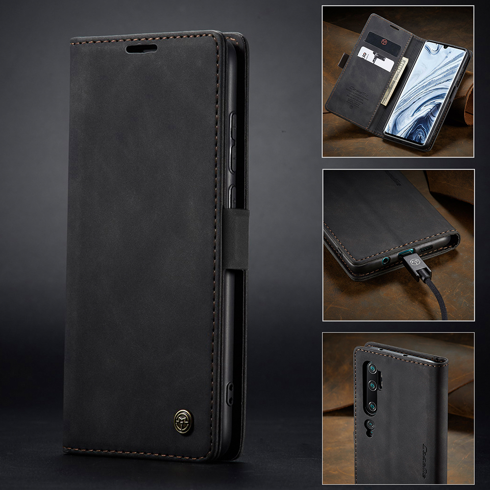 Caseme 013 Serie Auto-absorbiertes Lederbrieftasche Für Xiaomi Mi CC9 Pro/Mi Anmerkung 10 Pro/Mi Note 10 - Schwarz