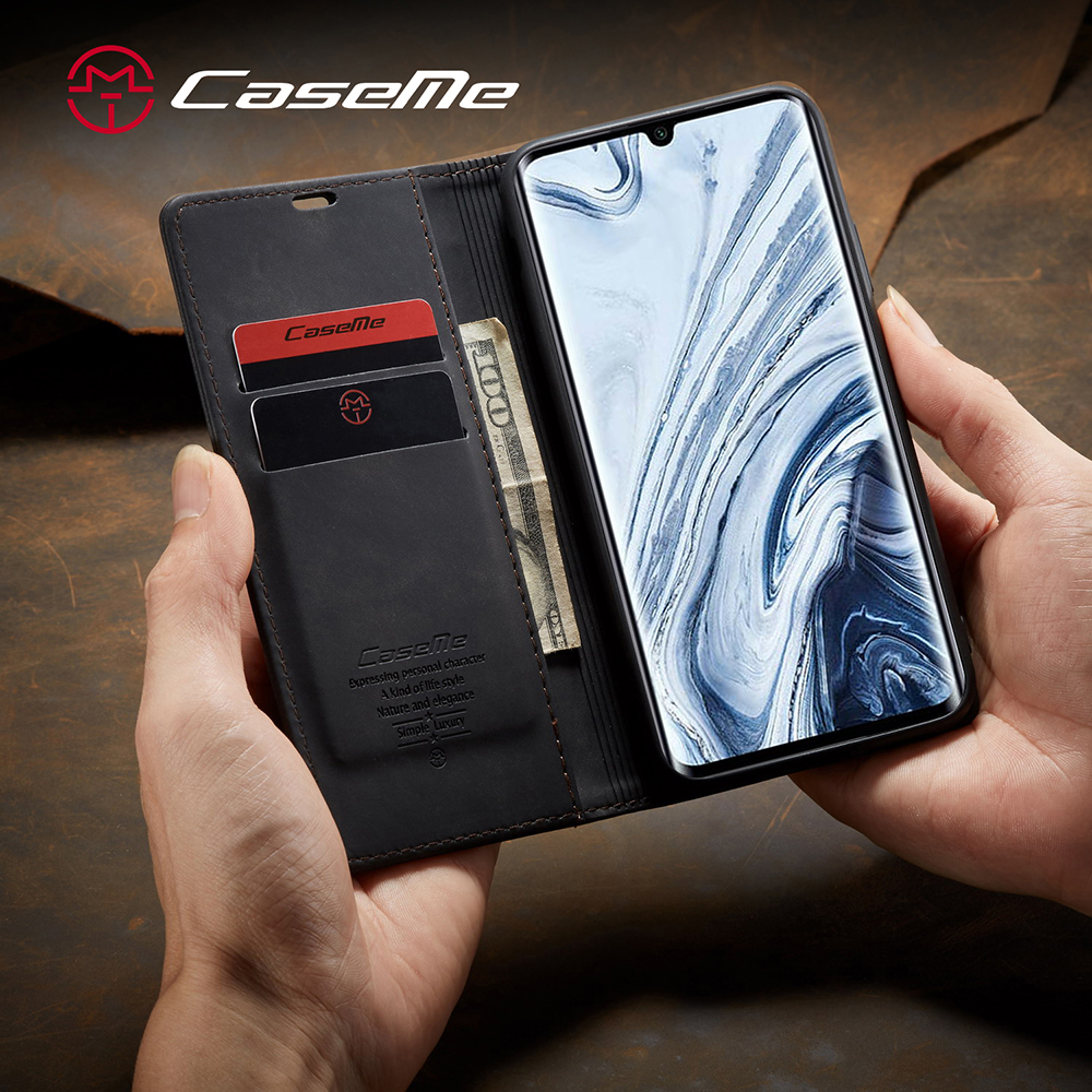 Caseme 013 Série Auto-absorbed le Cuir Portefeuille Pour Xiaomi Mi Cc9 Pro / Mi Note 10 Pro / Mi Note 10 - le Noir