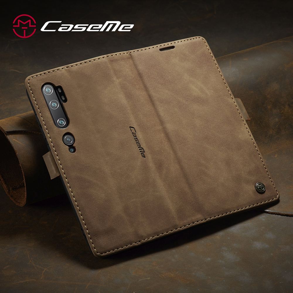 CASEME 013 Serio Auto-absorvido Caixa de Carteira de Couro Para Xiaomi Mi CC9 Pro/Mi Nota 10 Pro/Mi Nota 10 - Preto