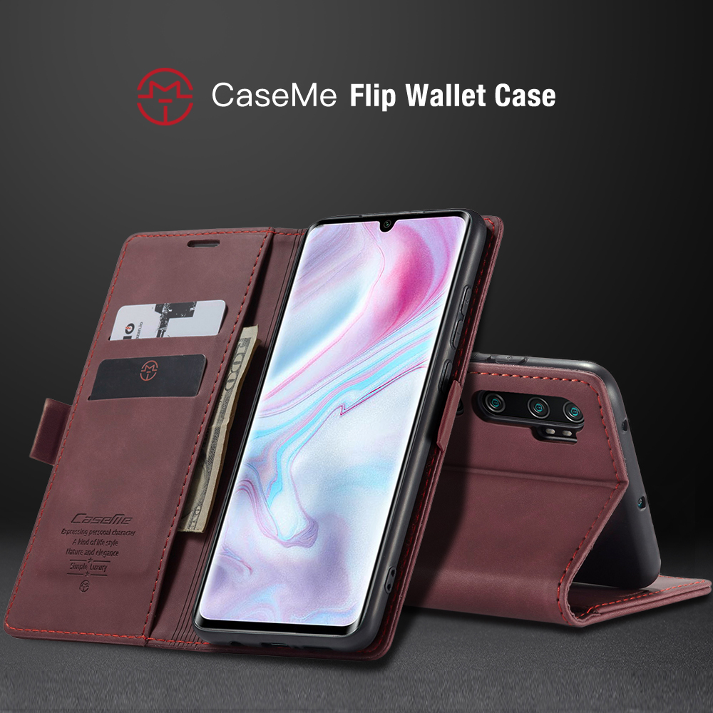 Serie Caseme 013 Series Auto-absorzed Leather Whatet Case Per Xiaomi Mi CC9 Pro/Mi Nota 10 Pro/Mi Nota 10 - Nero