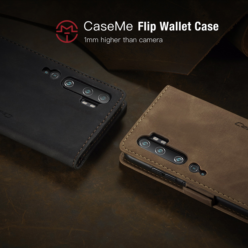 Caseme 013 Serie Auto-absorbiertes Lederbrieftasche Für Xiaomi Mi CC9 Pro/Mi Anmerkung 10 Pro/Mi Note 10 - Schwarz