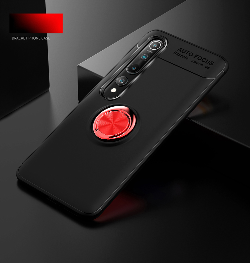 Case TPU Kickstand Per Dito Per Xiaomi Mi 10 / Mi 10 Pro (tela in Metallo Incorporato) - Tutto Nero