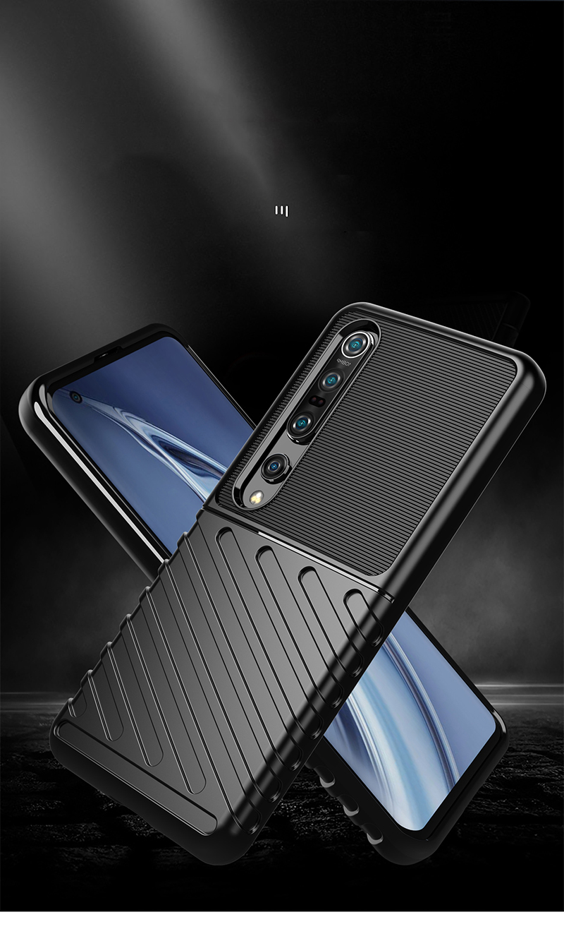 Thunder Series Twill Texture Soft TPU Back Case Per Xiaomi Mi 10 Pro - Nero