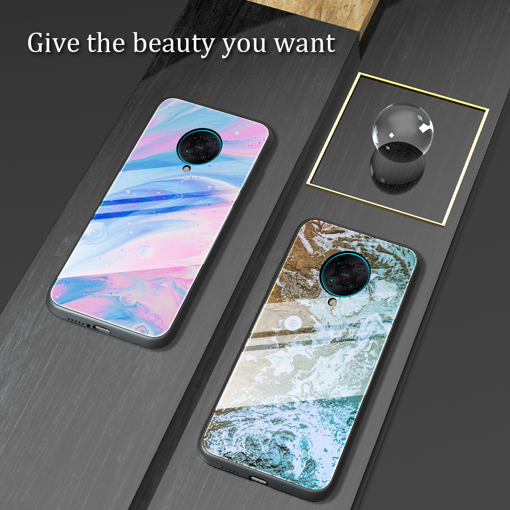 Marmortextur Tempered Glas Back + TPU Combo Shell Für Xiaomi Redmi K30 Pro/Poco F2 Pro - Stil A