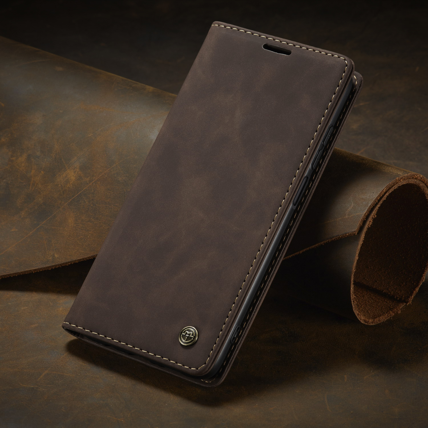 Caseme 013 Série Auto-absorbed le Cuir Portefeuille Pour Xiaomi Redmi Note 9 Pro / Note 9 Pro Max / Note 9S - le Noir