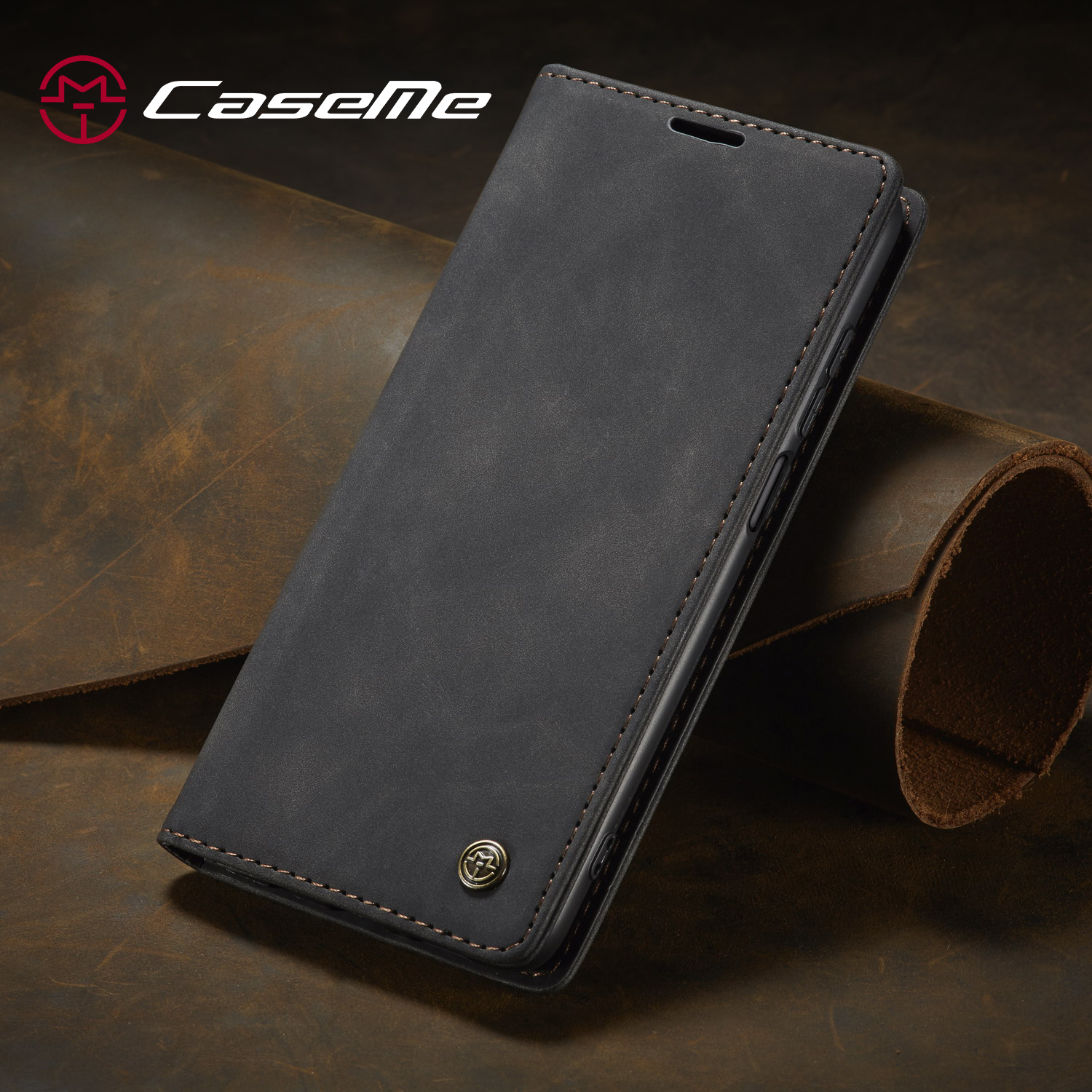 Caseme 013 Série Auto-absorbed le Cuir Portefeuille Pour Xiaomi Redmi Note 9 Pro / Note 9 Pro Max / Note 9S - le Noir