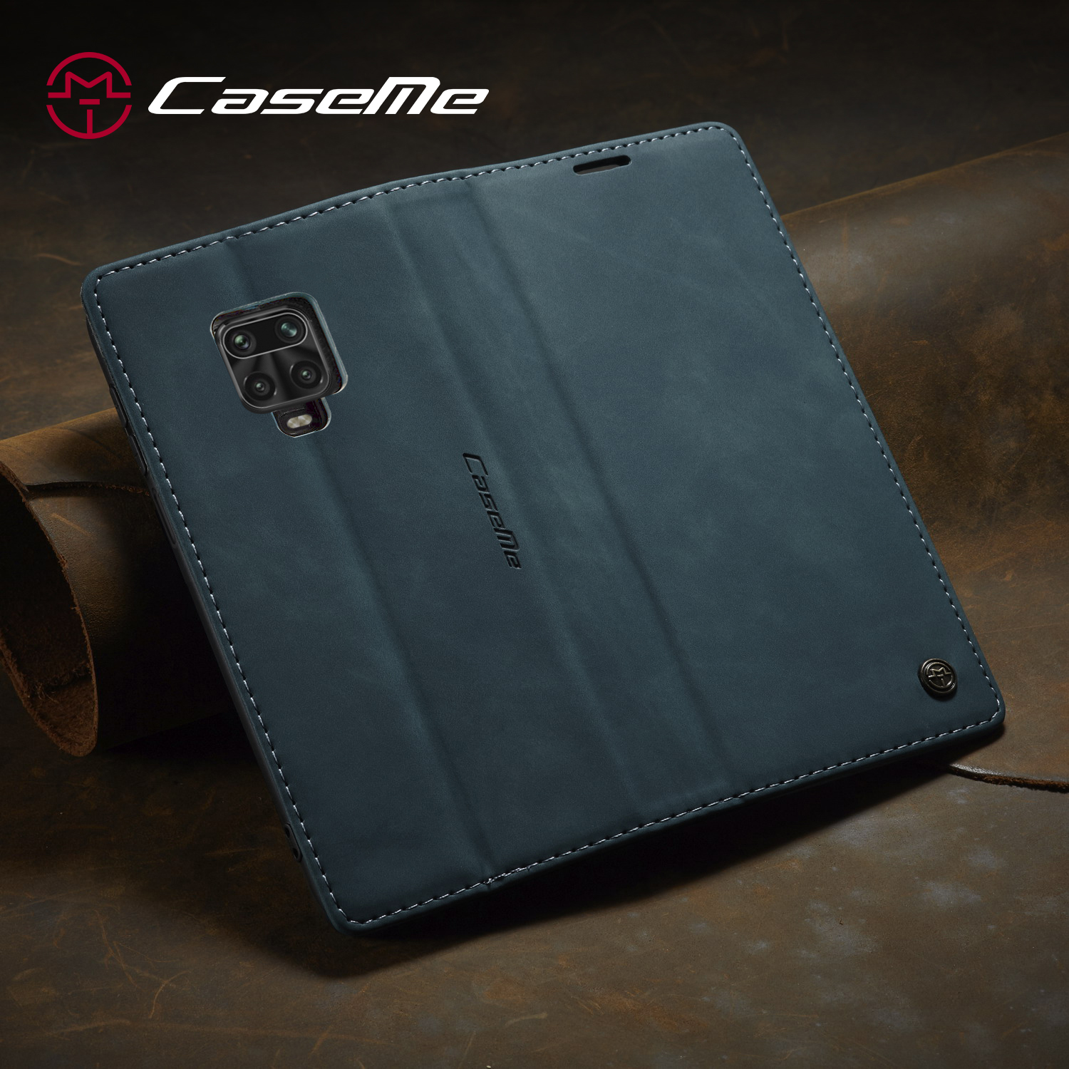 Caseme 013 Série Auto-absorbed le Cuir Portefeuille Pour Xiaomi Redmi Note 9 Pro / Note 9 Pro Max / Note 9S - le Noir