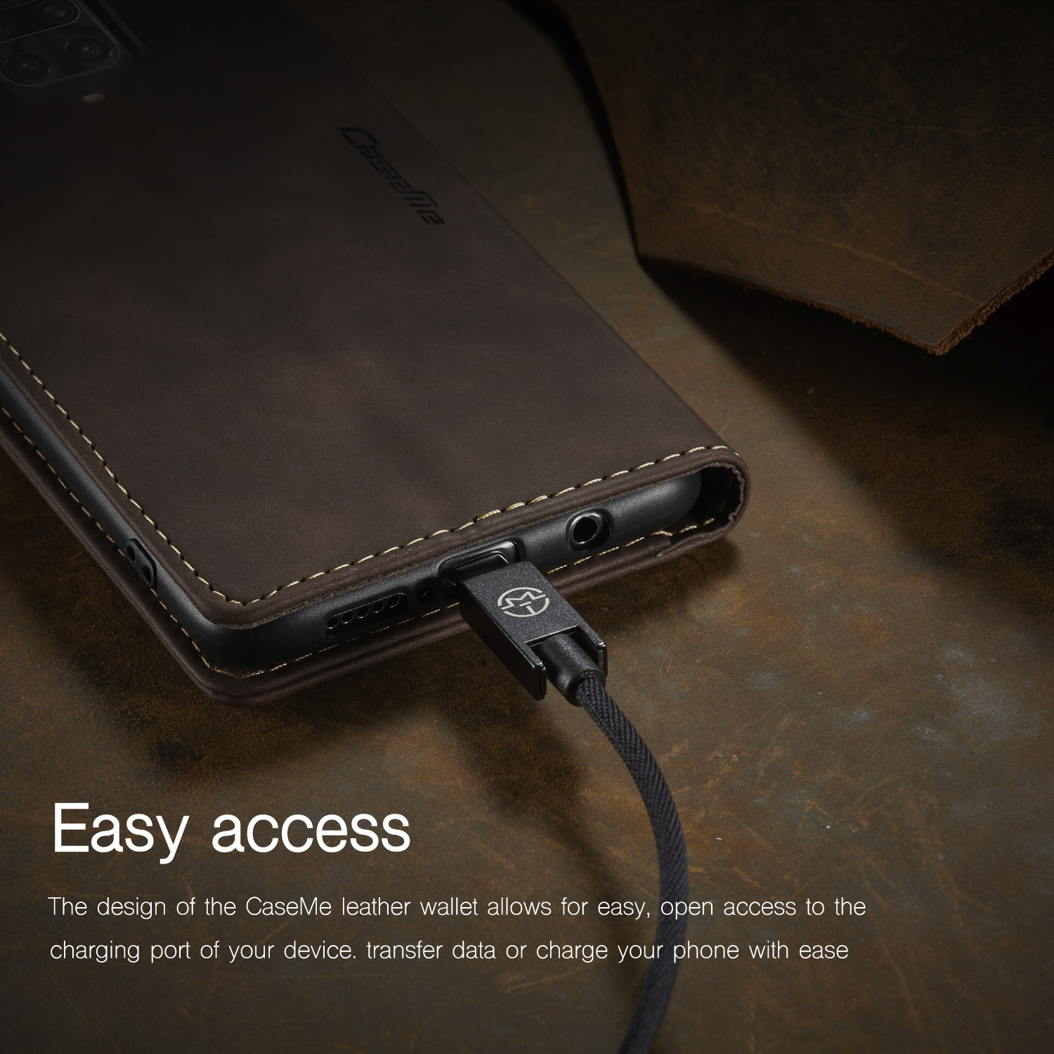 Serie Caseme 013 Series Auto-absorzed Leather Whatet Case Per Xiaomi Redmi Note 9 Pro/nota 9 Pro Max/nota 9S - Nero