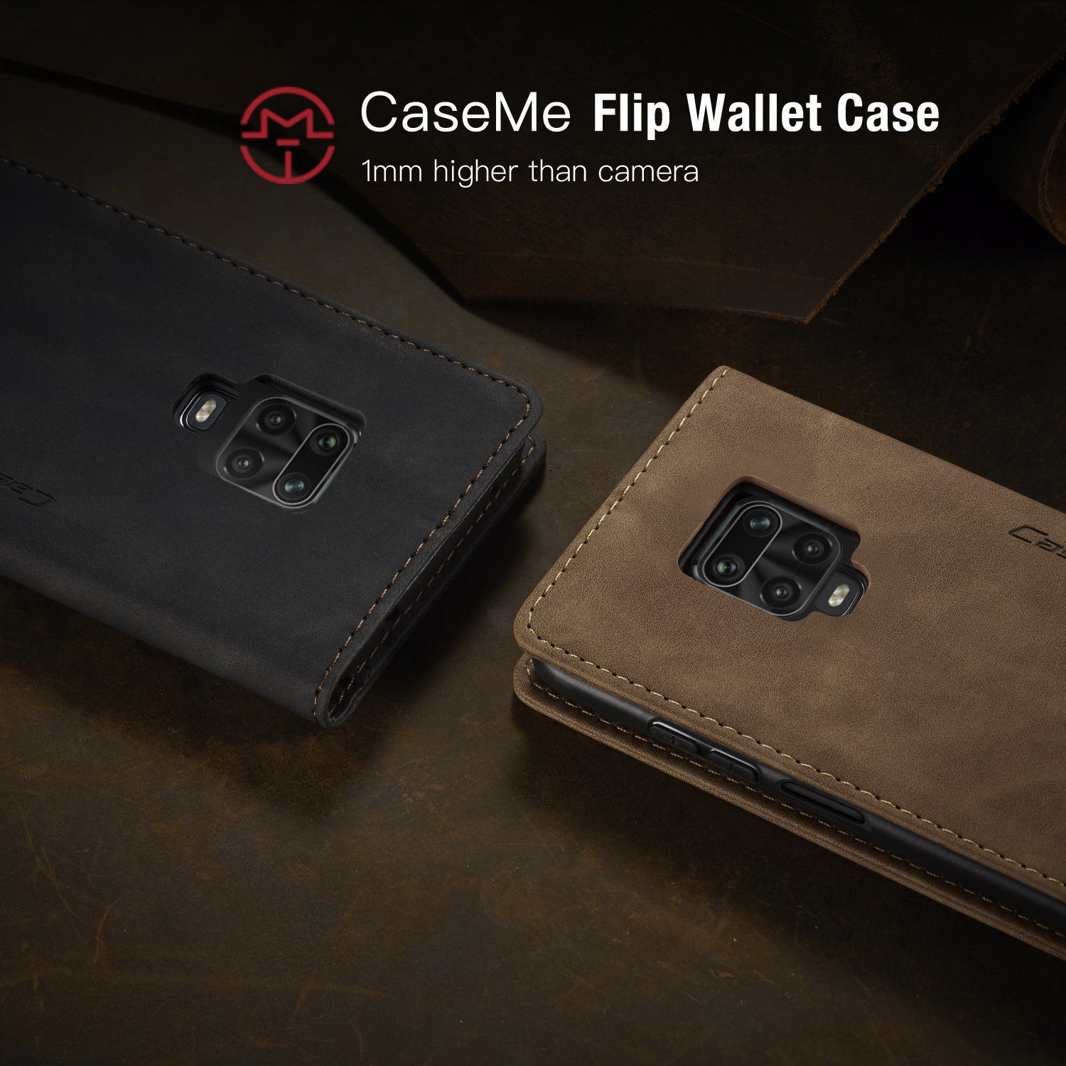 Caseme 013 Serie Auto-absorbiertes Lederbrieftasche Für Xiaomi Redmi Note 9 Pro/Note 9 Pro Max/Note 9s - Schwarz