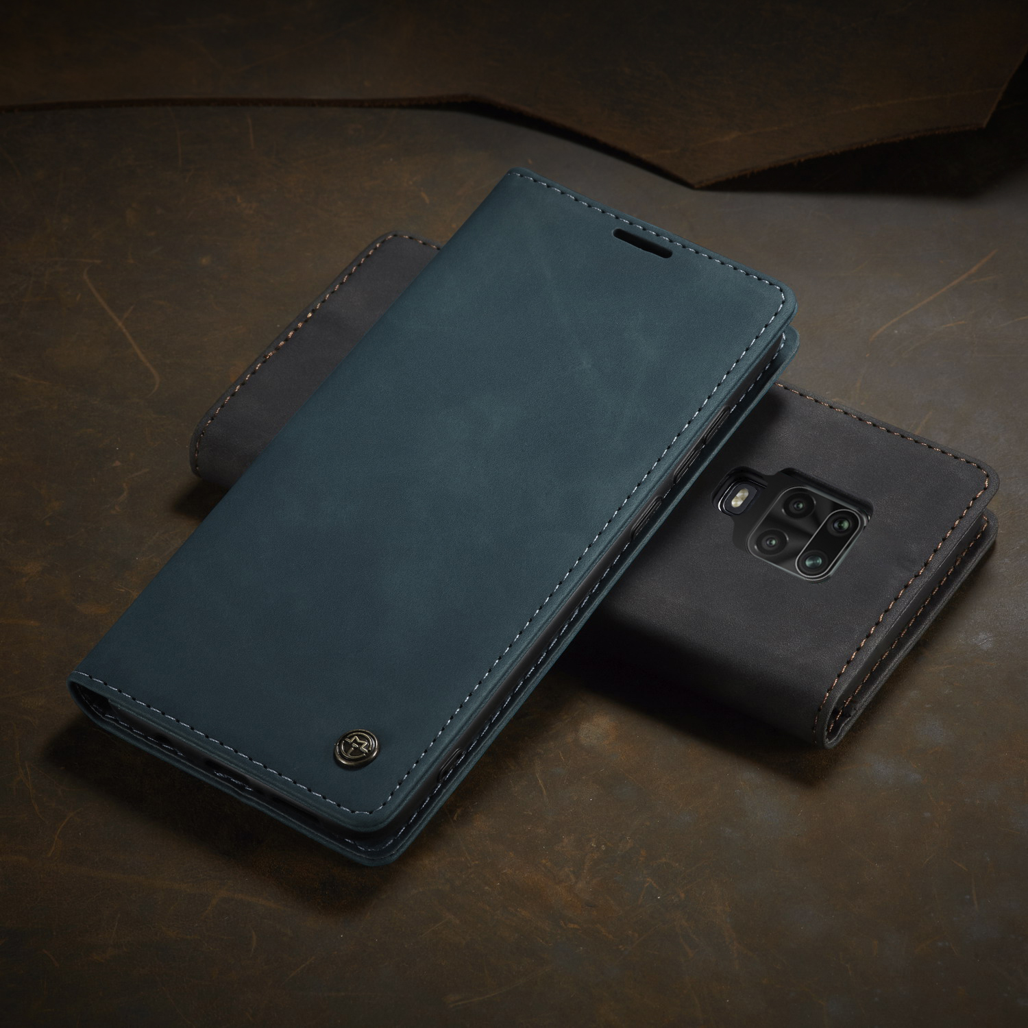 Caseme 013 Série Auto-absorbed le Cuir Portefeuille Pour Xiaomi Redmi Note 9 Pro / Note 9 Pro Max / Note 9S - le Noir