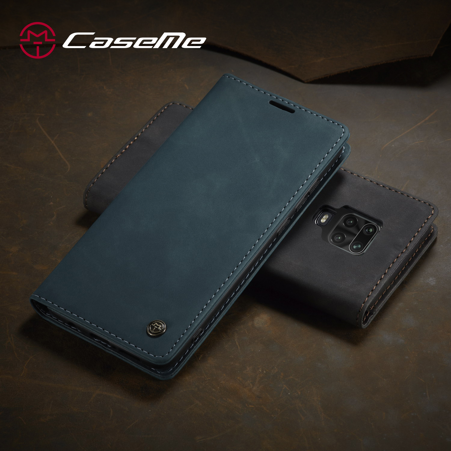 Caseme 013 Série Auto-absorbed le Cuir Portefeuille Pour Xiaomi Redmi Note 9 Pro / Note 9 Pro Max / Note 9S - le Noir