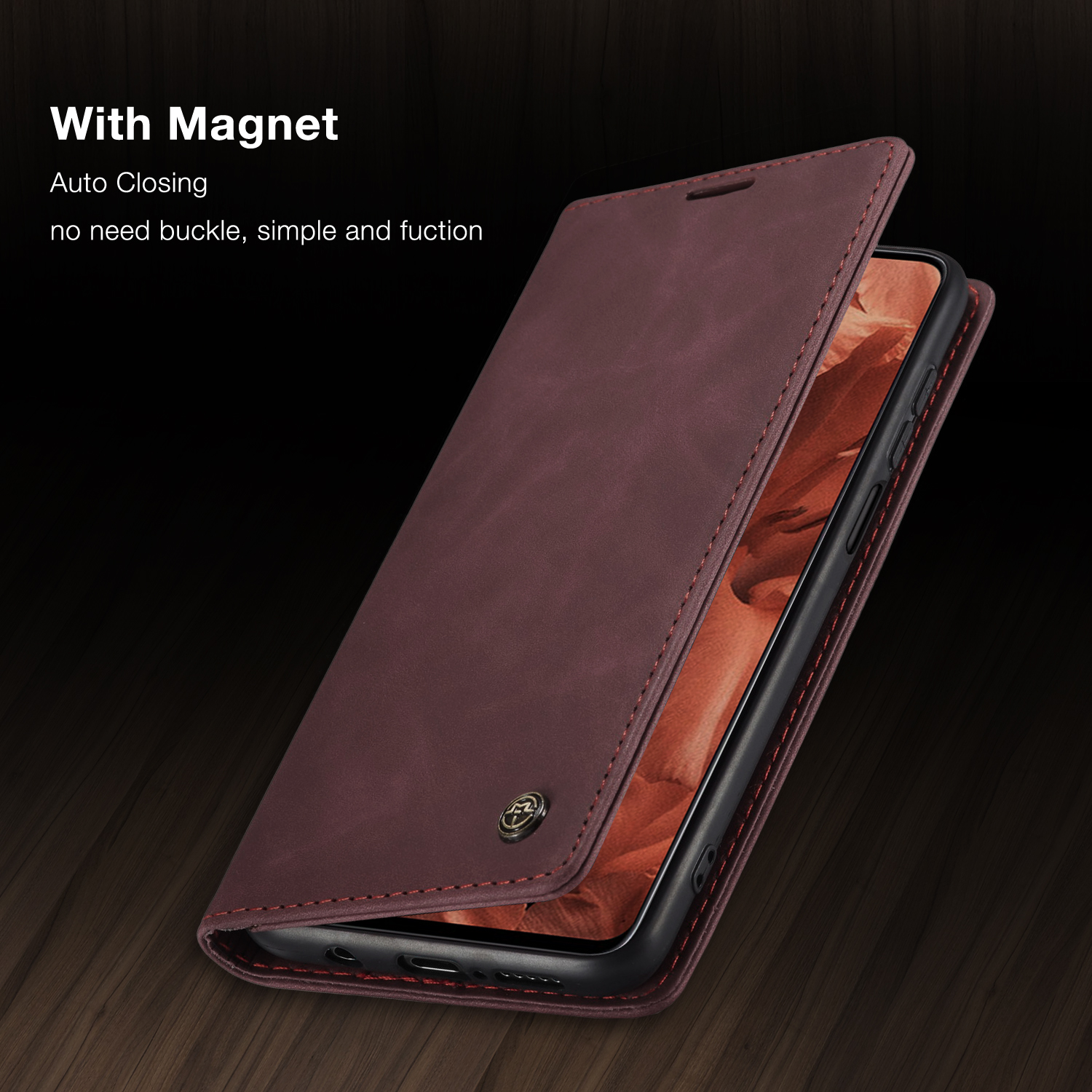 Serie Caseme 013 Series Auto-absorzed Leather Whatet Case Per Xiaomi Redmi Note 9 Pro/nota 9 Pro Max/nota 9S - Nero