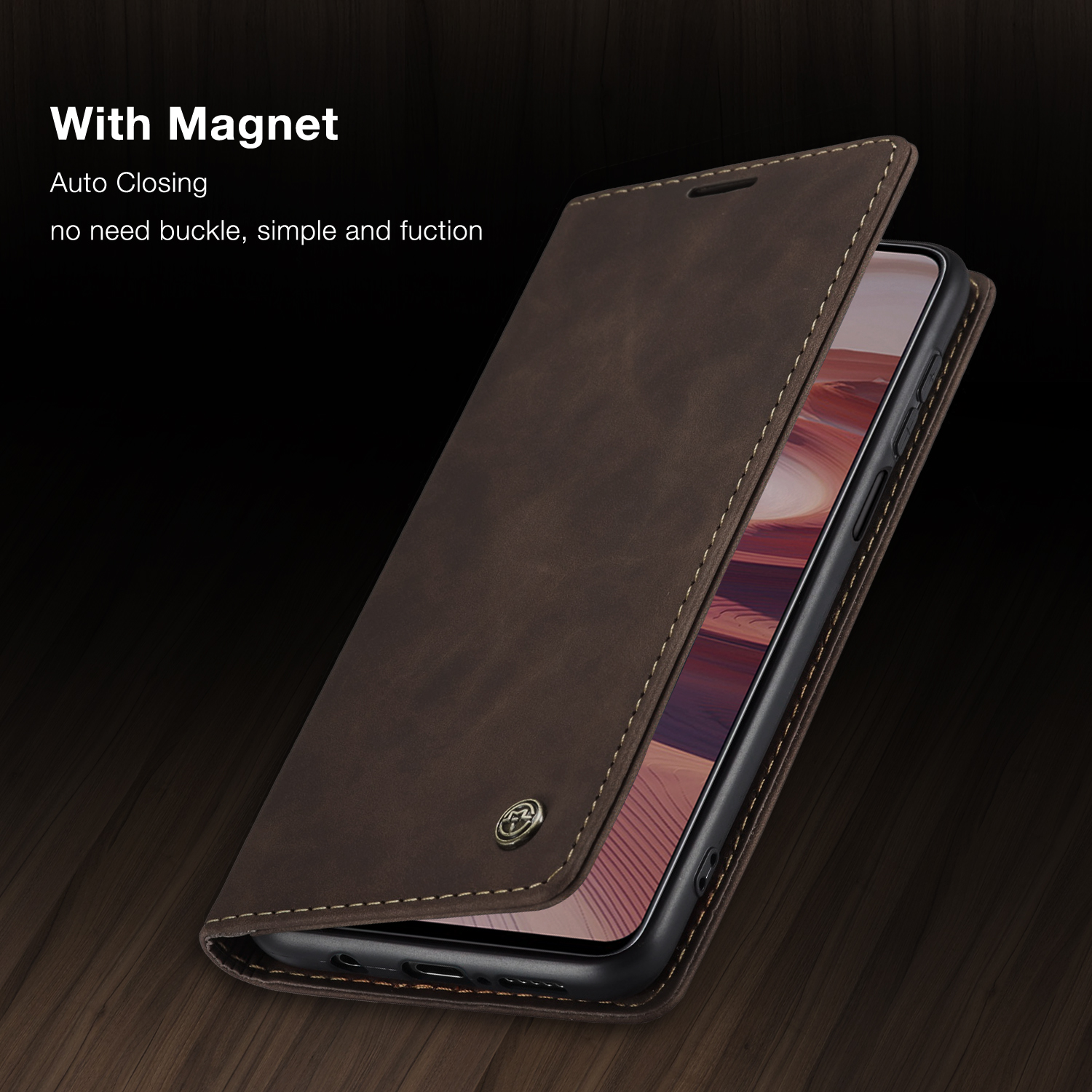 Serie Caseme 013 Series Auto-absorzed Leather Whatet Case Per Xiaomi Redmi Note 9 Pro/nota 9 Pro Max/nota 9S - Nero