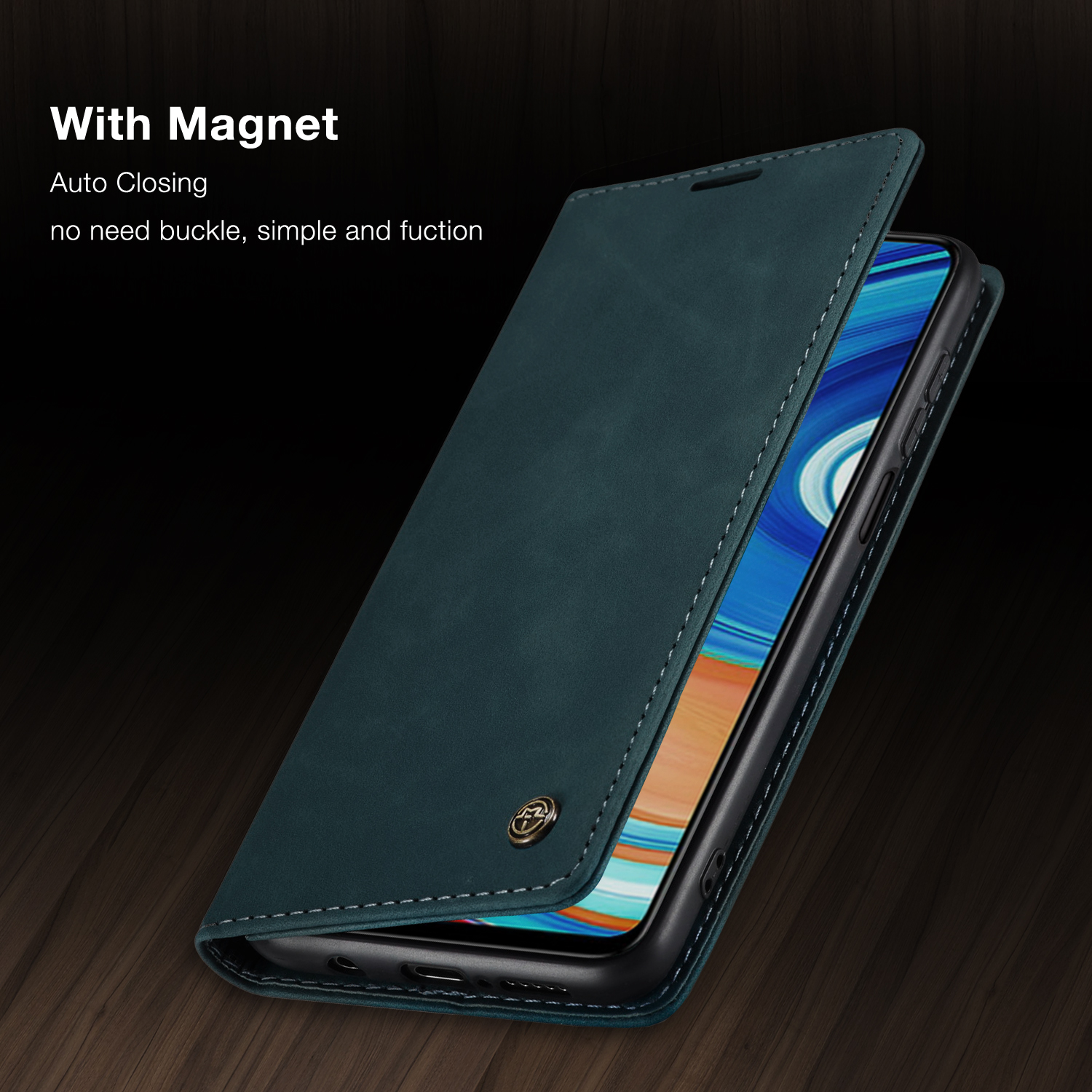 Serie Caseme 013 Series Auto-absorzed Leather Whatet Case Per Xiaomi Redmi Note 9 Pro/nota 9 Pro Max/nota 9S - Nero