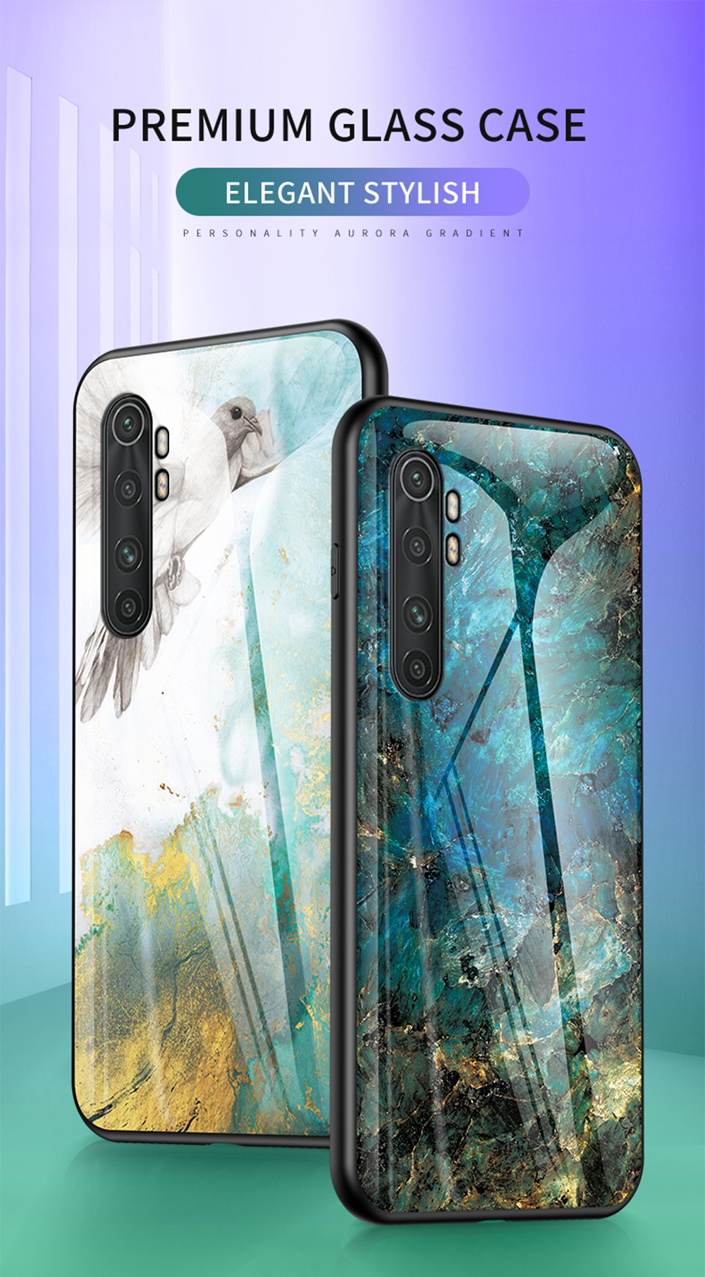 Marmorkornmuster Temperiertes PC + TPU Combo Shell Für Xiaomi Mi Note 10 Lite - Fliegende Taube